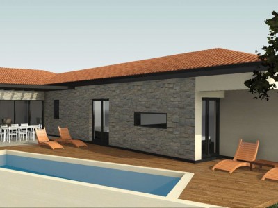 House with a swimming pool under construction near Brtonigla - at the stage of construction