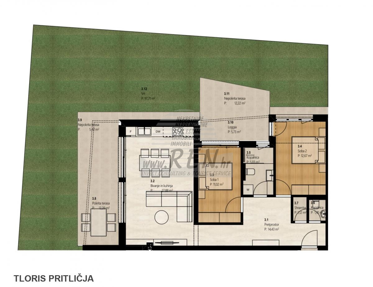 Erdgeschosswohnung in der Nähe des Strandes und des Zentrums von Umag - in Gebäude 9